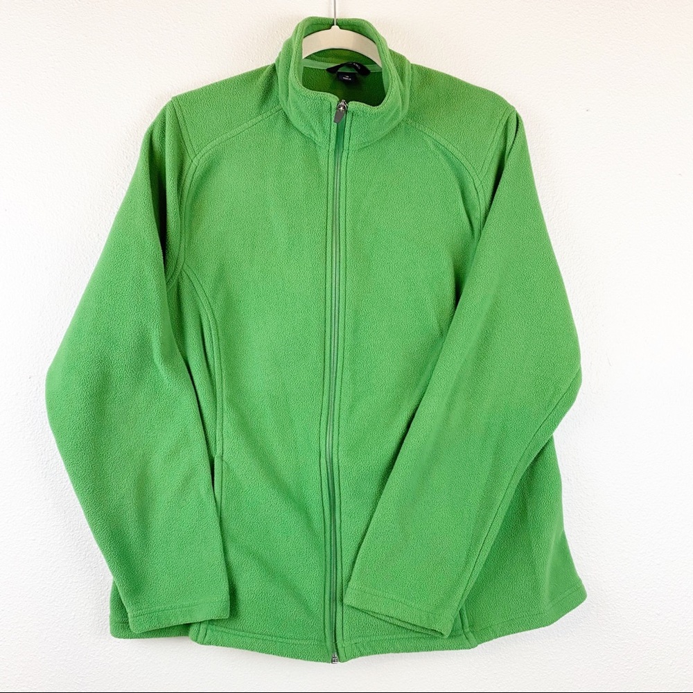 💕Lands End Fleece Jacket Full ZIP Green Sz XL/P 18